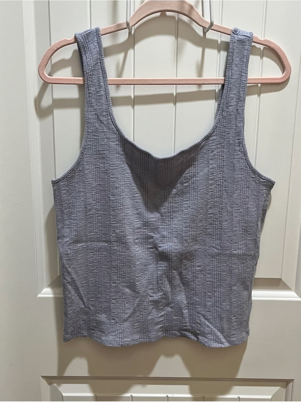 American Eagle Women's Light Blue Ribbed, Fitted Tank Top - XXL